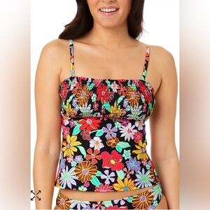 Salt + Cove Smocked Front Tankini Top